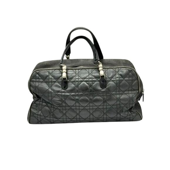 Christian Dior Black Denim Patent Perforated Cannage Satchel! With Charm! - Picture 7 of 16